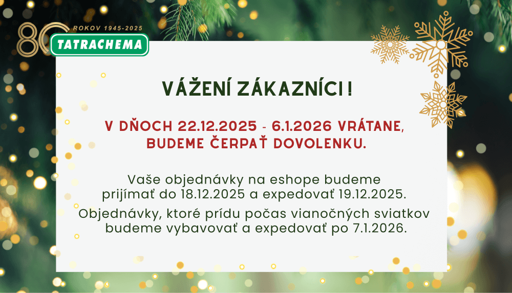 Oznam o dovolenke počas Vianoc a informácie o expedovaní objednávok